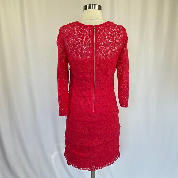 Laundry by Shelli Segal Women's Dress Size 6 Pink Lace Long Sleeve Sheath - Picture 4 of 11